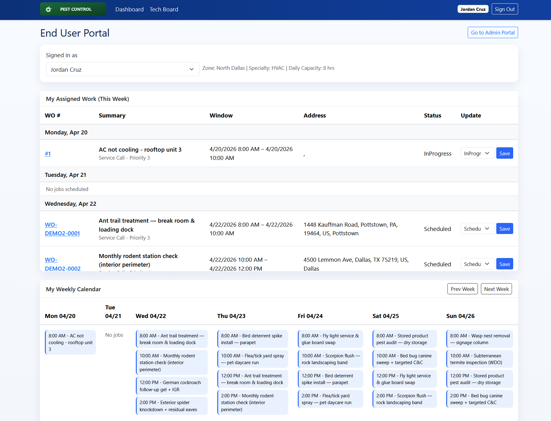 ScheduleTura technician board