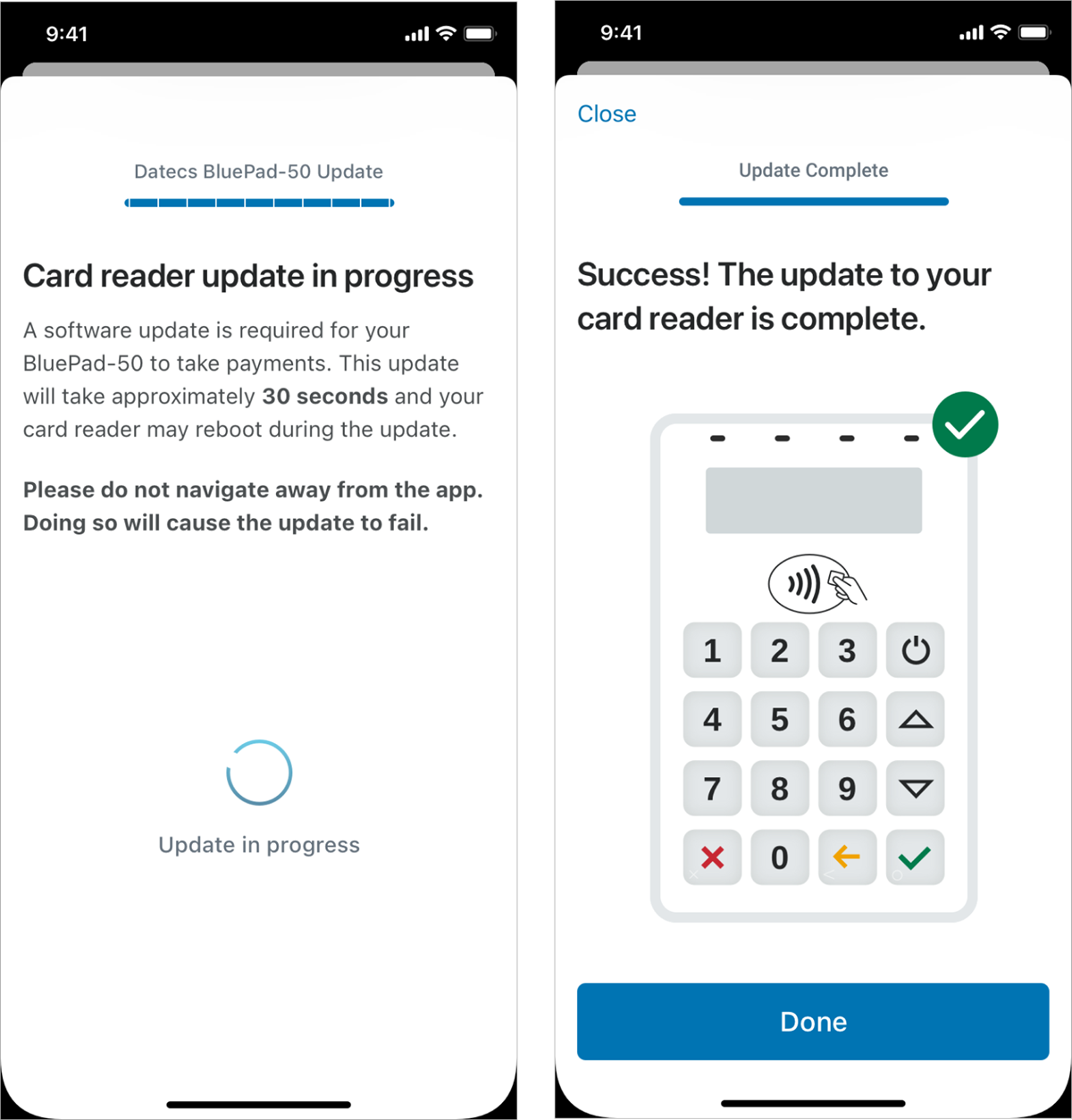 card reader updates.