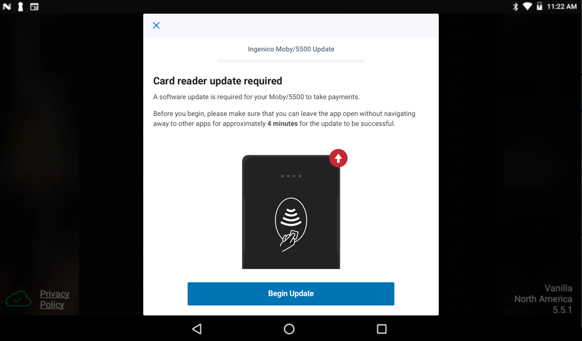update message notification popup.