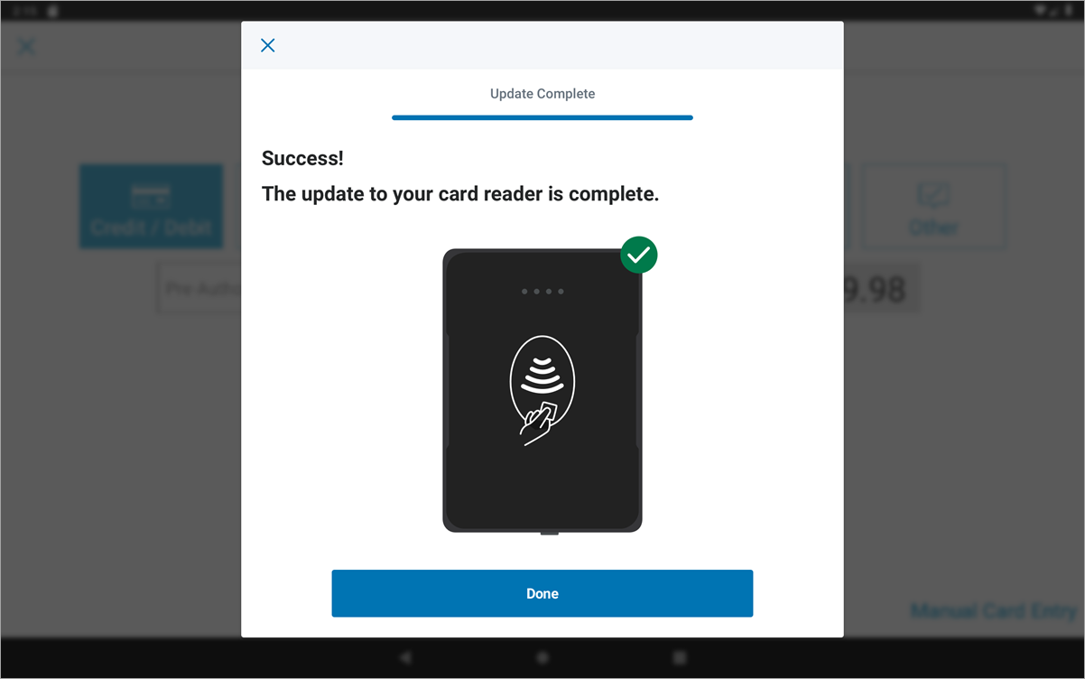 update complete message.
