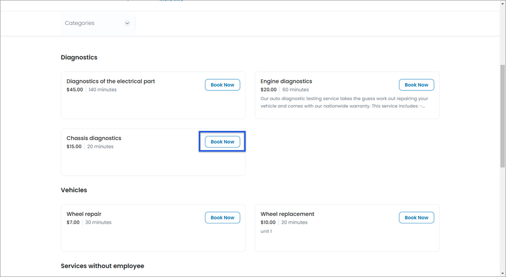 Book now button highlighted on merchants website.