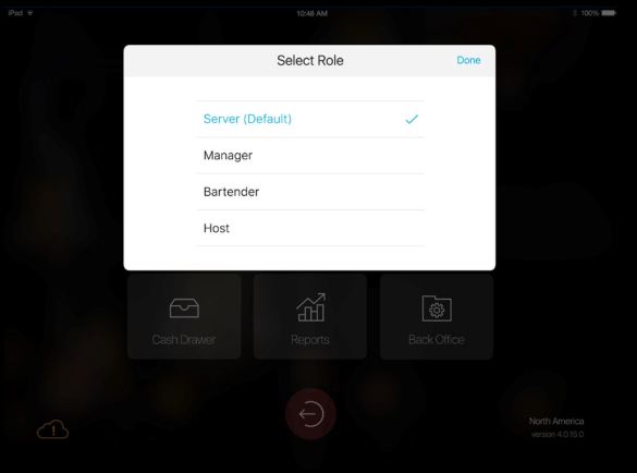 smart device showing the role selection screen.
