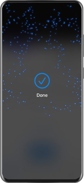 Mobile device showing a done screen.