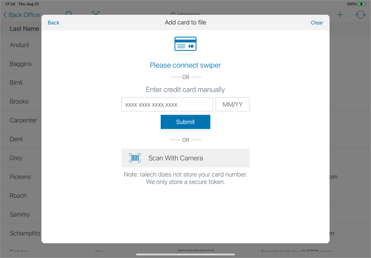 Add card to file screen.